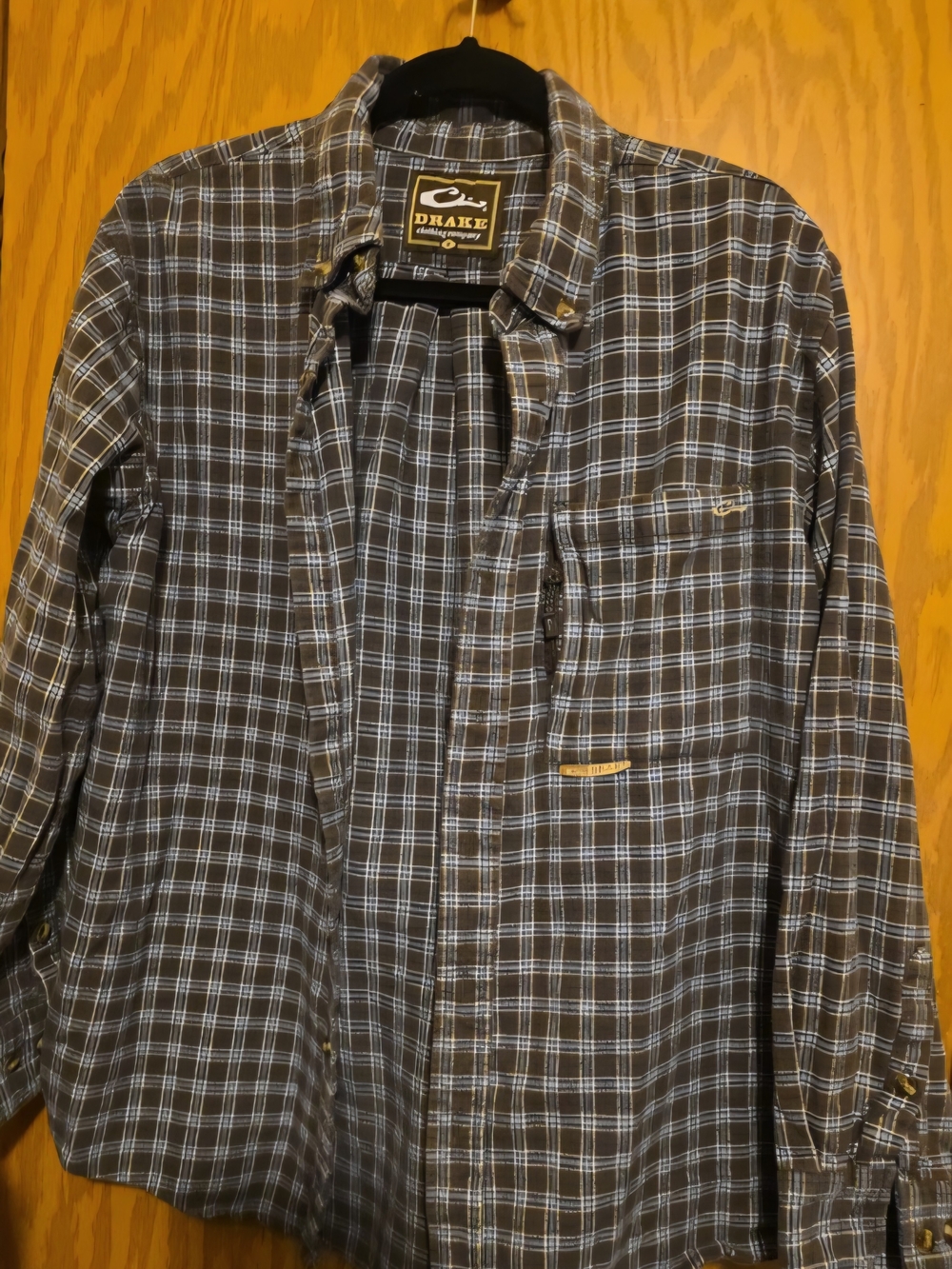 Drake Brown and Light Blue Plaid Casual Button-Down Shirt